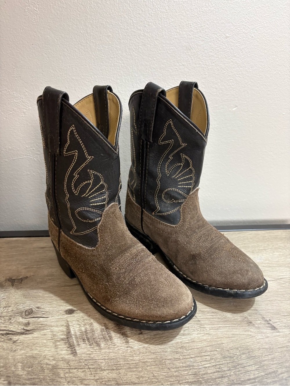 Little Boy's MASTERSON Brown Suede & Leather COWBOY Western RODEO BOOTS  11  M